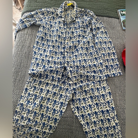 Roller rabbit blue disco monkey pajamas women's L/men's M